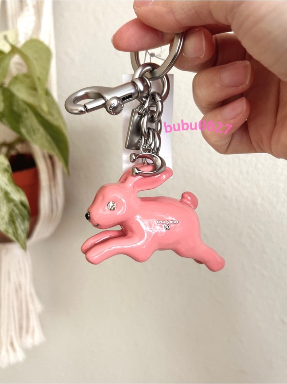 NWT🐰Coach Bunny Bag Charm Pink CBH21 Accessories Keychain Gift Cute Rabbit